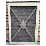 Lot of Vintage Wood Window Screens with Decorative Diamond Grilles