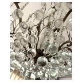 Brass and Glass Crystal Chandelier with Hanging Globes