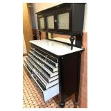 Vintage Dental Cabinet with 14 Metal Drawers and Glass Pulls