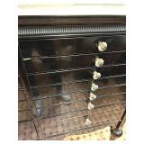 Vintage Dental Cabinet with 14 Metal Drawers and Glass Pulls