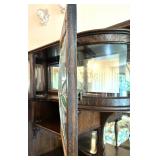 Antique Oak Secretary Bookcase with Curio Cabinet and Stained Glass