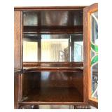 Antique Oak Secretary Bookcase with Curio Cabinet and Stained Glass