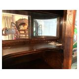 Antique Oak Secretary Bookcase with Curio Cabinet and Stained Glass