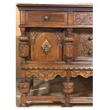 Antique Carved Wood Sideboard Cabinet with Drawers