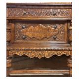 Antique Carved Wood Sideboard Cabinet with Drawers