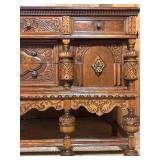 Antique Carved Wood Sideboard Cabinet with Drawers