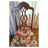 Dining Table with 9 Chairs, Floral Upholstered Seats