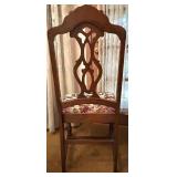 Dining Table with 9 Chairs, Floral Upholstered Seats