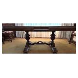 Dining Table with 9 Chairs, Floral Upholstered Seats