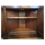 Impressive Antique Wooden Corner Cabinet with Glass Doors