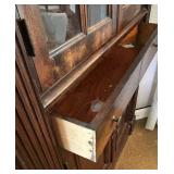 Impressive Antique Wooden Corner Cabinet with Glass Doors