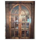 Impressive Antique Wooden Corner Cabinet with Glass Doors