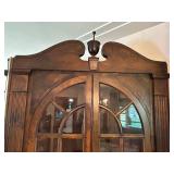 Impressive Antique Wooden Corner Cabinet with Glass Doors