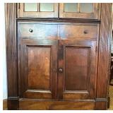 Beautiful Antique Wooden Corner Cabinet with Glass Doors