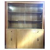 Wooden China Cabinet with Glass Doors and Storage