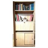 Tall Wood Bookshelf with Storage Compartments