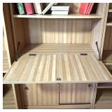 Tall Wood Bookshelf with Storage Compartments