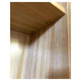 Tall Wood Bookcase with Drop-Down Desk and Sliding Doors