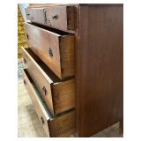Antique Tiger Oak Bow Front Chest of Drawers with Brass Hardware
