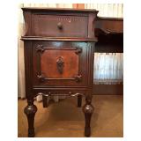 Antique Vanity Desk with Carved Details and Inlay
