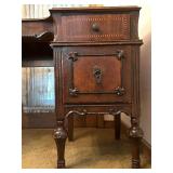 Antique Vanity Desk with Carved Details and Inlay