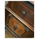 Antique Vanity Desk with Carved Details and Inlay