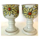 Vintage Mid Century Orange Plate, Apple-Shaped Dish, Glass Ashtray, Pair of Ceramic Chalices