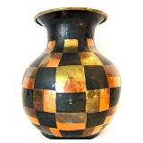 Brass Candleholders and Checkered Brass Vase Home Decor Lot