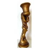 Mixed Home Decor Lot - Cherub Pedestal Bowl, Gold Urn with Fruit, Gilt Cherub Vase