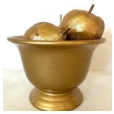 Mixed Home Decor Lot - Cherub Pedestal Bowl, Gold Urn with Fruit, Gilt Cherub Vase