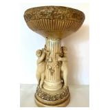 Mixed Home Decor Lot - Cherub Pedestal Bowl, Gold Urn with Fruit, Gilt Cherub Vase
