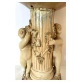 Mixed Home Decor Lot - Cherub Pedestal Bowl, Gold Urn with Fruit, Gilt Cherub Vase
