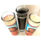 Home Decor Lot - White Abstract Statue, Religious Platter, Framed Icon