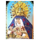 Home Decor Lot - White Abstract Statue, Religious Platter, Framed Icon