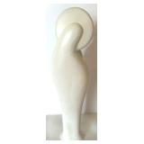 Home Decor Lot - White Abstract Statue, Religious Platter, Framed Icon