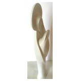 Home Decor Lot - White Abstract Statue, Religious Platter, Framed Icon