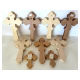 Set of Carved Wooden Crosses, 5.25 Inch Height