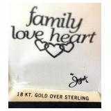 Family Love Heart Necklace, 18kt Gold Over Sterling