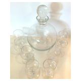 Glass Decanter with Stopper and 8 Snifter Glasses