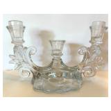 Vintage Glass Three-Light Candelabra with Prisms