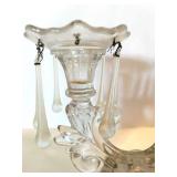 Vintage Glass Three-Light Candelabra with Prisms