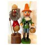 Vintage Wooden Viking Music Box and Nutcracker Figurine