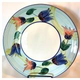 Italian Ceramic Serving Plates & Bowl, Hand-Painted Fruit & Floral Designs (3 pcs)