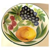 Italian Ceramic Serving Plates & Bowl, Hand-Painted Fruit & Floral Designs (3 pcs)