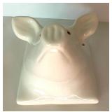 Pair of White Ceramic Pig Head Wall Mounts