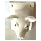 Pair of White Ceramic Pig Head Wall Mounts