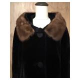 Russel Taylor North Room Black Faux Fur Coat with Brown Fur Collar