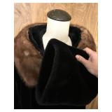 Russel Taylor North Room Black Faux Fur Coat with Brown Fur Collar