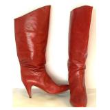 Moda Italica Red Leather Knee-High Boots Size 10B