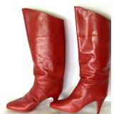 Moda Italica Red Leather Knee-High Boots Size 10B